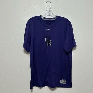 Nike Dri-Fit Colorado Rockies Purple T Shirt MLB Authentic Collection Men's M